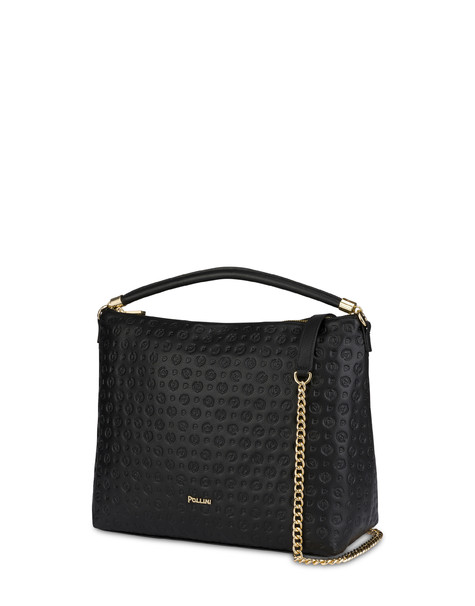 Borsa A Spalla Heritage Logo Embossed Nero