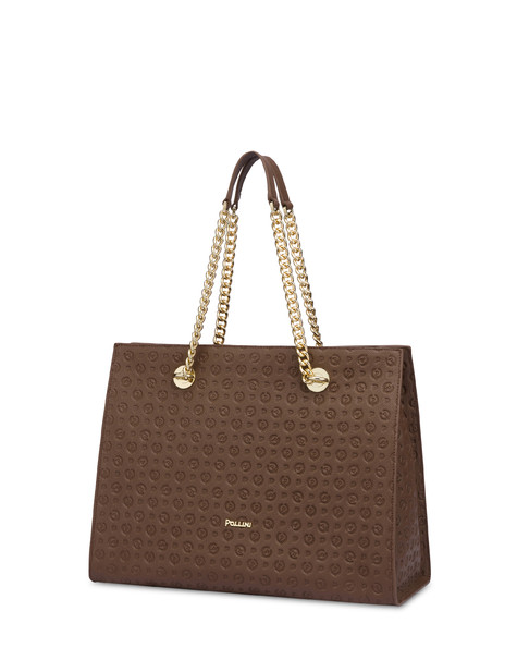 Shopping Bag Heritage Logo Embossed Marrone
