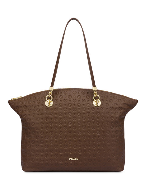 Tote Bag Heritage Logo Embossed Marrone
