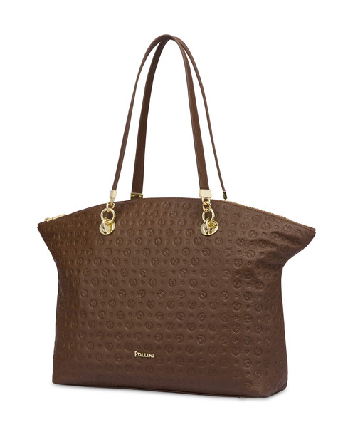 Tote Bag Heritage Logo Embossed Marrone