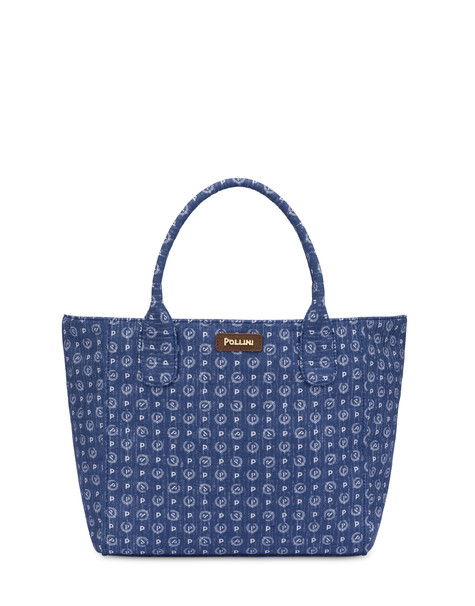 Borsa Tote Heritage Jacquard Medium Blu/marrone