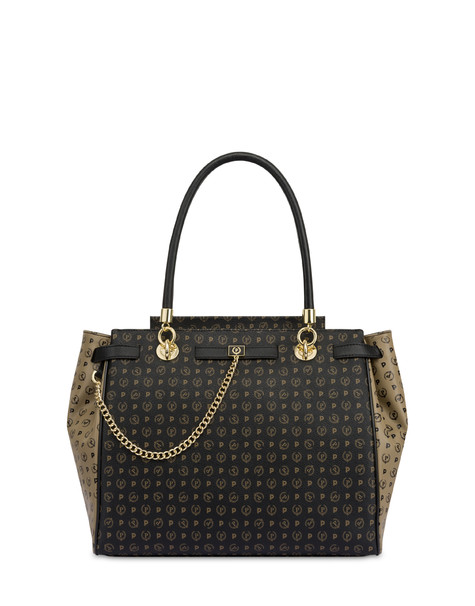 Borsa A Mano Bicolore Heritage Soft Touch Nero/taupe/nero