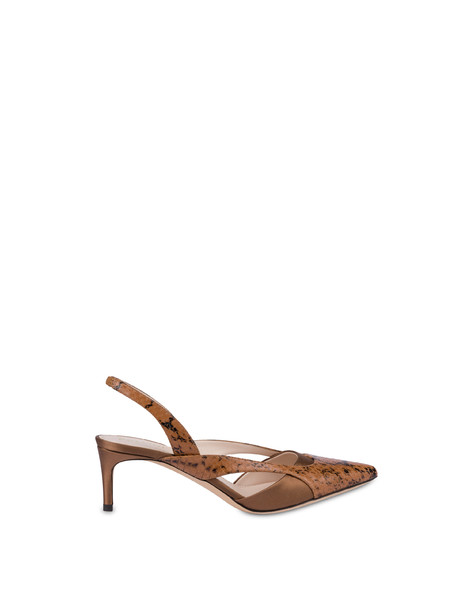 Slingback In Raso E Vitello Domino Moka