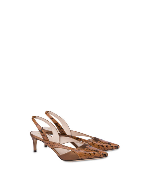 Slingback In Raso E Vitello Domino Moka