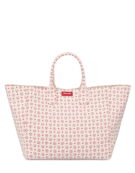 Tote Bag Heritage Jacquard Big Avorio/rosso/rosso