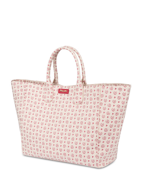 Tote Bag Heritage Jacquard Big Avorio/rosso/rosso