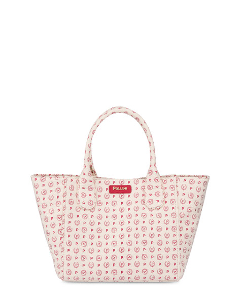 Borsa Tote Heritage Jacquard Small Avorio/rosso/rosso