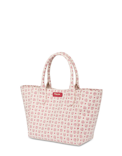 Borsa Tote Heritage Jacquard Small Avorio/rosso/rosso
