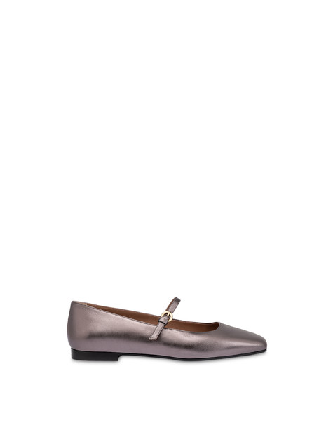 Ballerina Flat Nina In Nappa Laminata Fucile