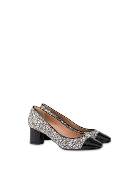 Décolleté In Tessuto Tweed E Vernice Bianco-fog/nero