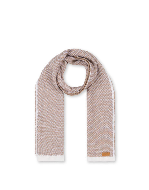 Sciarpa In Lana Con Trama A Contrasto Beige