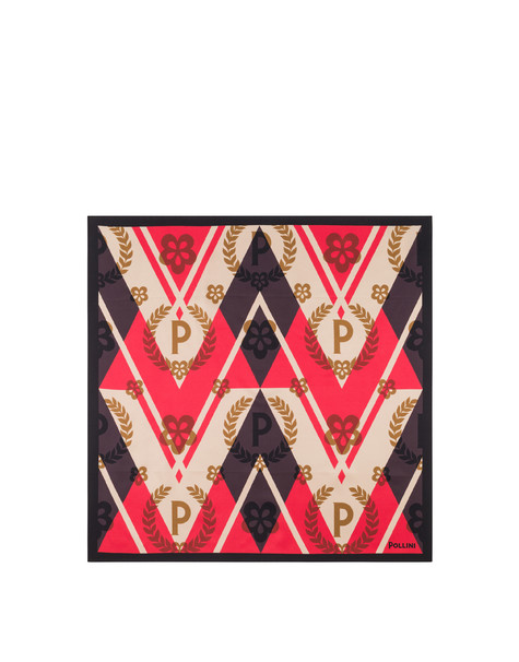 Foulard In Seta Con Motivo Chevron Nero