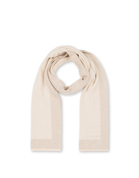 Sciarpa In Misto Lana Con Stampa Chevron Beige