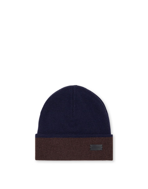 Cappello In Misto Lana Bicolor Blu