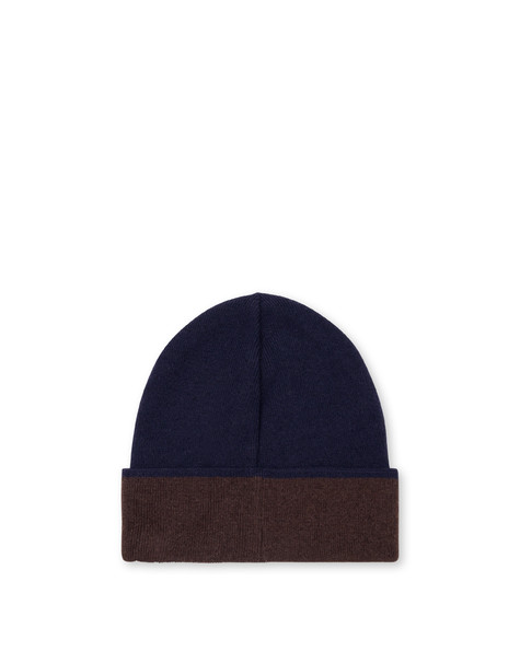 Cappello In Misto Lana Bicolor Blu