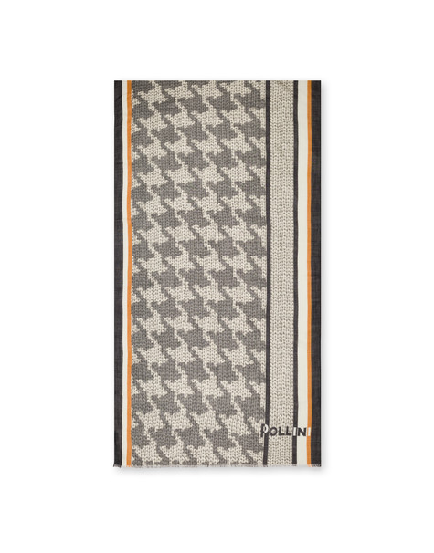 Sciarpa In Lana Fantasia Pied De Poule Grigio