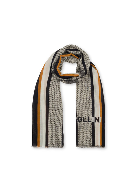 Sciarpa In Lana Fantasia Pied De Poule Grigio