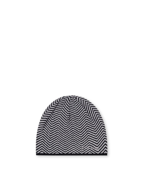 Morbido Cappello In Misto Lana Con Stampa Chevron Nero