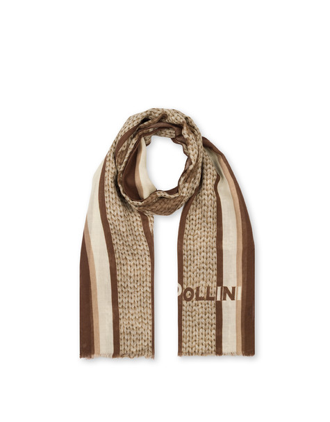 Sciarpa In Lana Fantasia Pied De Poule Beige