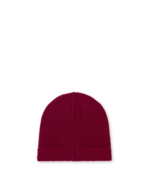 Morbido Cappello In Maglia Rasata Misto Lana Bordeaux
