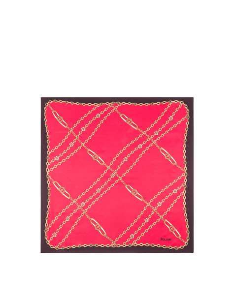 Foulard In Seta Con Stampa Catene Nero