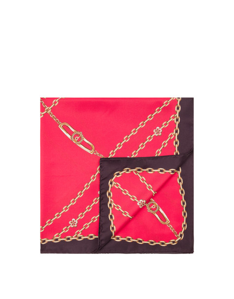 Foulard In Seta Con Stampa Catene Nero