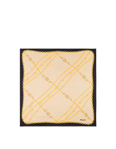 Foulard In Seta Con Stampa Catene Nero