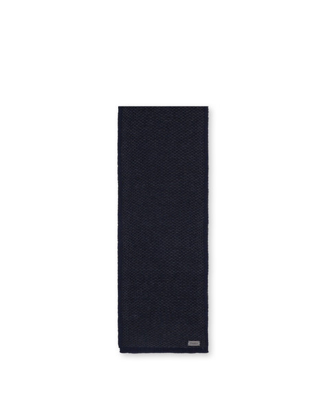 Sciarpa In Lana Con Trama A Contrasto Blu