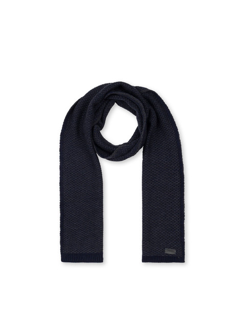 Sciarpa In Lana Con Trama A Contrasto Blu