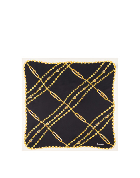Foulard In Seta Con Stampa Catene Panna